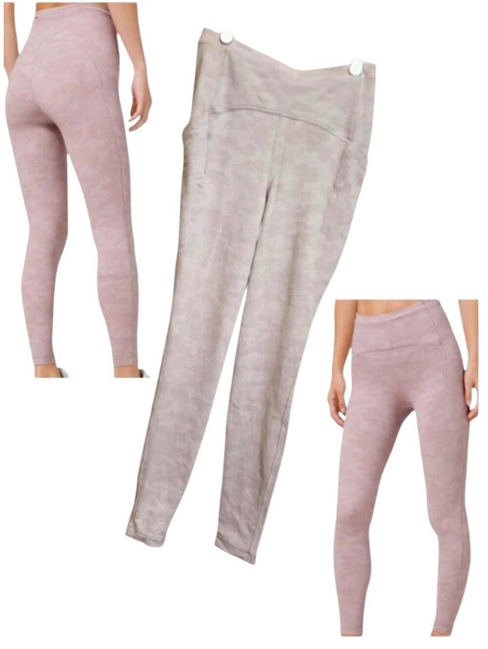 Lululemon Womens Swift Speed HR Tight 28 Pink Cream Camo Running Leggings Size 6